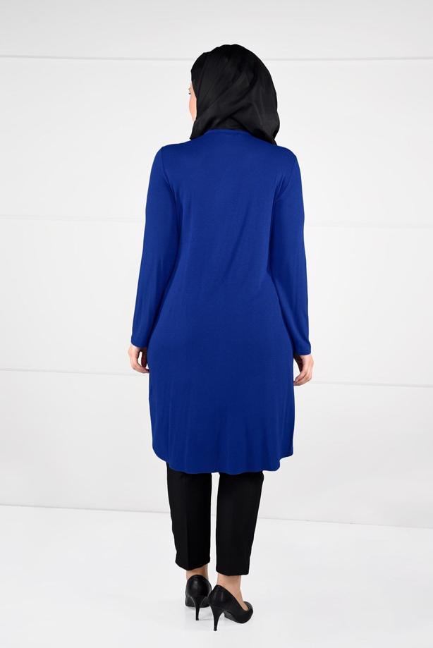 Vêtements hijab BLEU MARINE TUNIQUE À PORTEFEUILLE 2620 - TRENDTESETTÜR