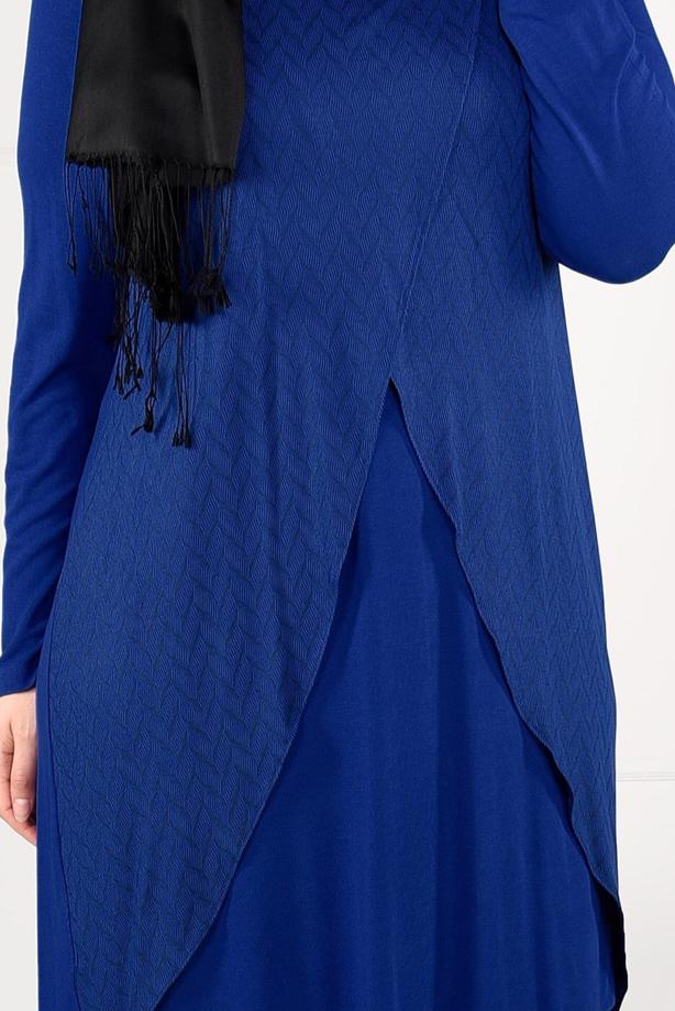 Vêtements hijab BLEU MARINE TUNIQUE À PORTEFEUILLE 2620 - TRENDTESETTÜR
