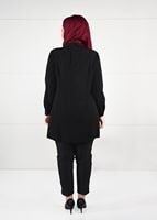 Tesettür giyim SİYAH CEBİ NAKIŞLI KREP TUNİK 2624
