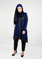 Tesettür giyim LACİVERT ŞERİT DETAYLI TUNİK 2626