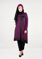 Tesettür giyim MOR ŞERİT DETAYLI TUNİK 2626
