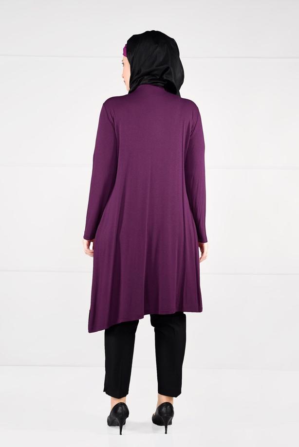 Vêtements hijab POURPRE TUNIQUE À RAYURES 2626 - TRENDTESETTÜR