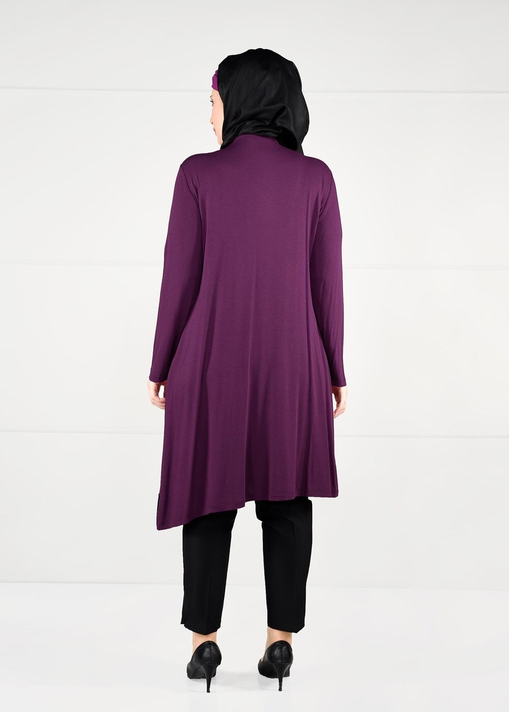 Tesettür giyim MOR ŞERİT DETAYLI TUNİK 2626