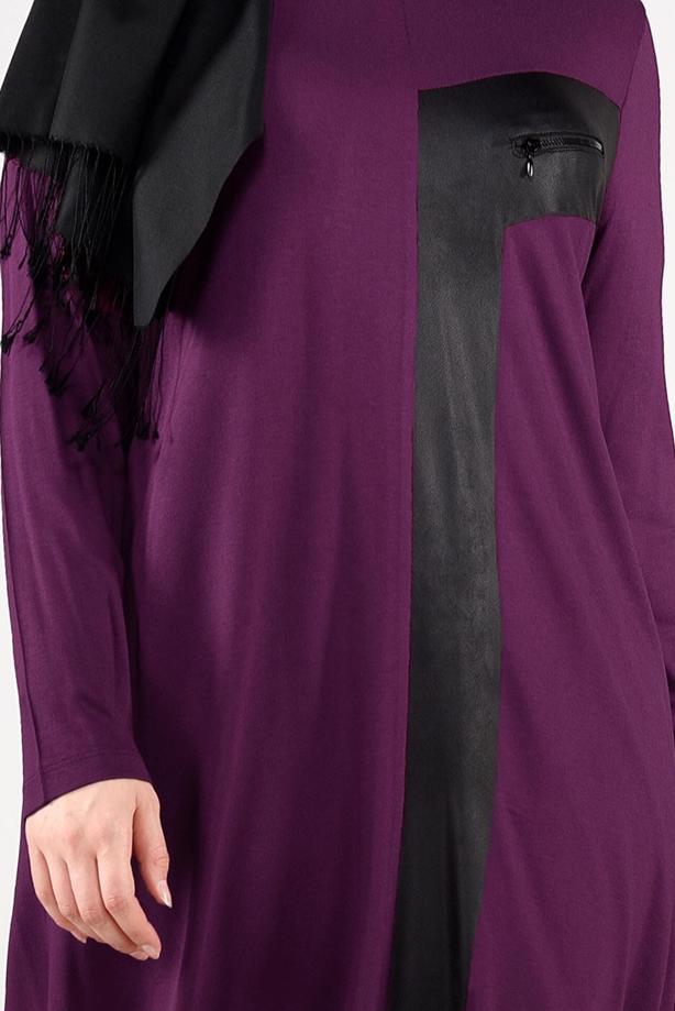 Vêtements hijab POURPRE TUNIQUE À RAYURES 2626 - TRENDTESETTÜR