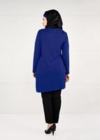 Tesettür giyim LACİVERT ŞİFON PİLİSE DETAYLI ÖRME TUNİK 2627