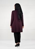 Tesettür giyim BORDO ŞİFON PİLİSE DETAYLI ÖRME TUNİK 2627