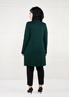 Tesettür giyim YEŞİL ŞİFON PİLİSE DETAYLI ÖRME TUNİK 2627