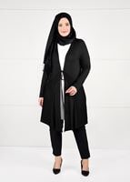 Vêtements hijab NOIR CARDIGAN EN TRICOT À TAILLE-NOUÉE  2628
