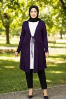 Vêtements hijab POURPRE CARDIGAN DÉTAILLÉ À NOUER T 2628
