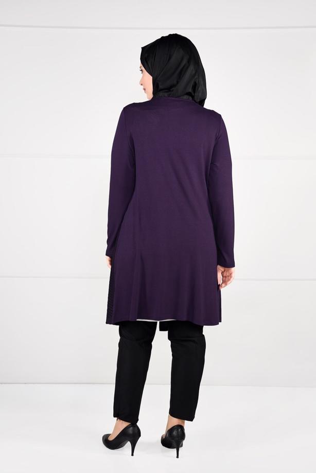 Vêtements hijab POURPRE CARDIGAN EN TRICOT À TAILLE-NOUÉE  2628 - TRENDTESETTÜR