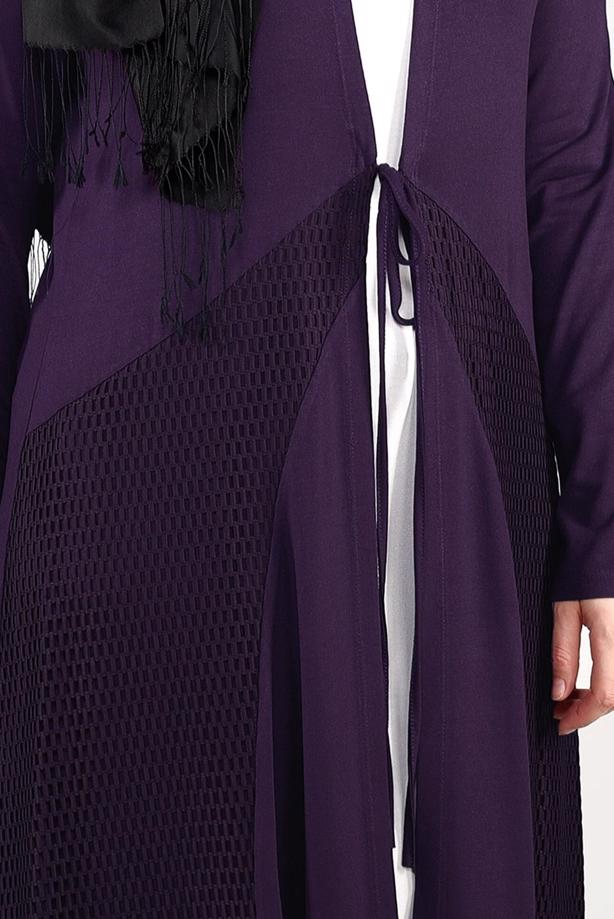 Vêtements hijab POURPRE CARDIGAN EN TRICOT À TAILLE-NOUÉE  2628 - TRENDTESETTÜR