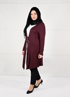 Vêtements hijab ROUGE BORDEAUX CARDIGAN EN TRICOT À TAILLE-NOUÉE  2628