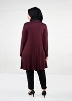 Hijab clothing CLARET RED TIE-FRONT FISHNET CARDIGAN 2628