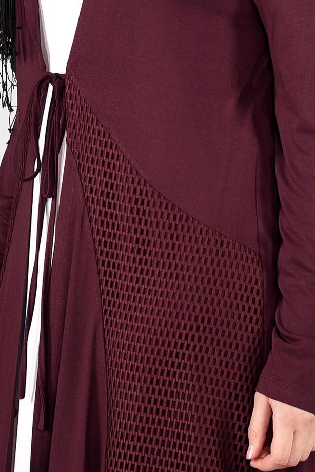 Vêtements hijab ROUGE BORDEAUX CARDIGAN EN TRICOT À TAILLE-NOUÉE  2628 - TRENDTESETTÜR
