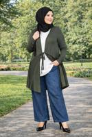 Vêtements hijab KAKI CARDIGAN DÉTAILLÉ À NOUER T 2628