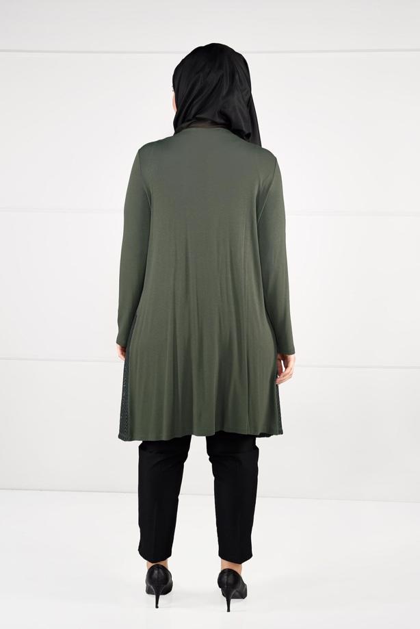 Vêtements hijab KAKI CARDIGAN EN TRICOT À TAILLE-NOUÉE  2628 - TRENDTESETTÜR