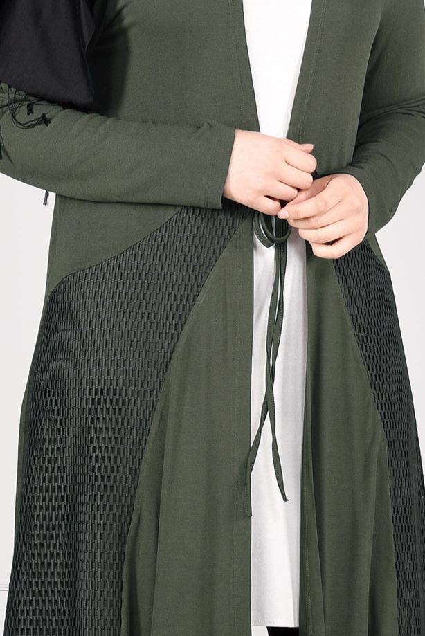 Vêtements hijab KAKI CARDIGAN EN TRICOT À TAILLE-NOUÉE  2628 - TRENDTESETTÜR