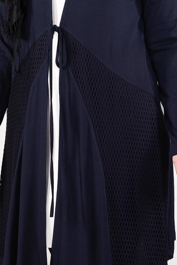 Vêtements hijab BLEU MARINE CARDIGAN EN TRICOT À TAILLE-NOUÉE  2628 - TRENDTESETTÜR