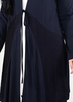 Hijab clothing NAVY BLUE TIE-FRONT FISHNET CARDIGAN 2628