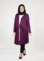 Hijab clothing PURPLE TIE-FRONT FISHNET CARDIGAN 2628