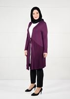 Hijab clothing PURPLE TIE-FRONT FISHNET CARDIGAN 2628