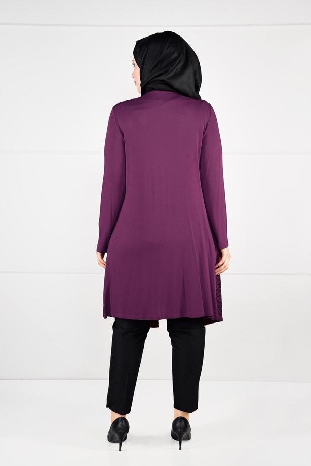 Vêtements hijab POURPRE CARDIGAN EN TRICOT À TAILLE-NOUÉE  2628 - TRENDTESETTÜR