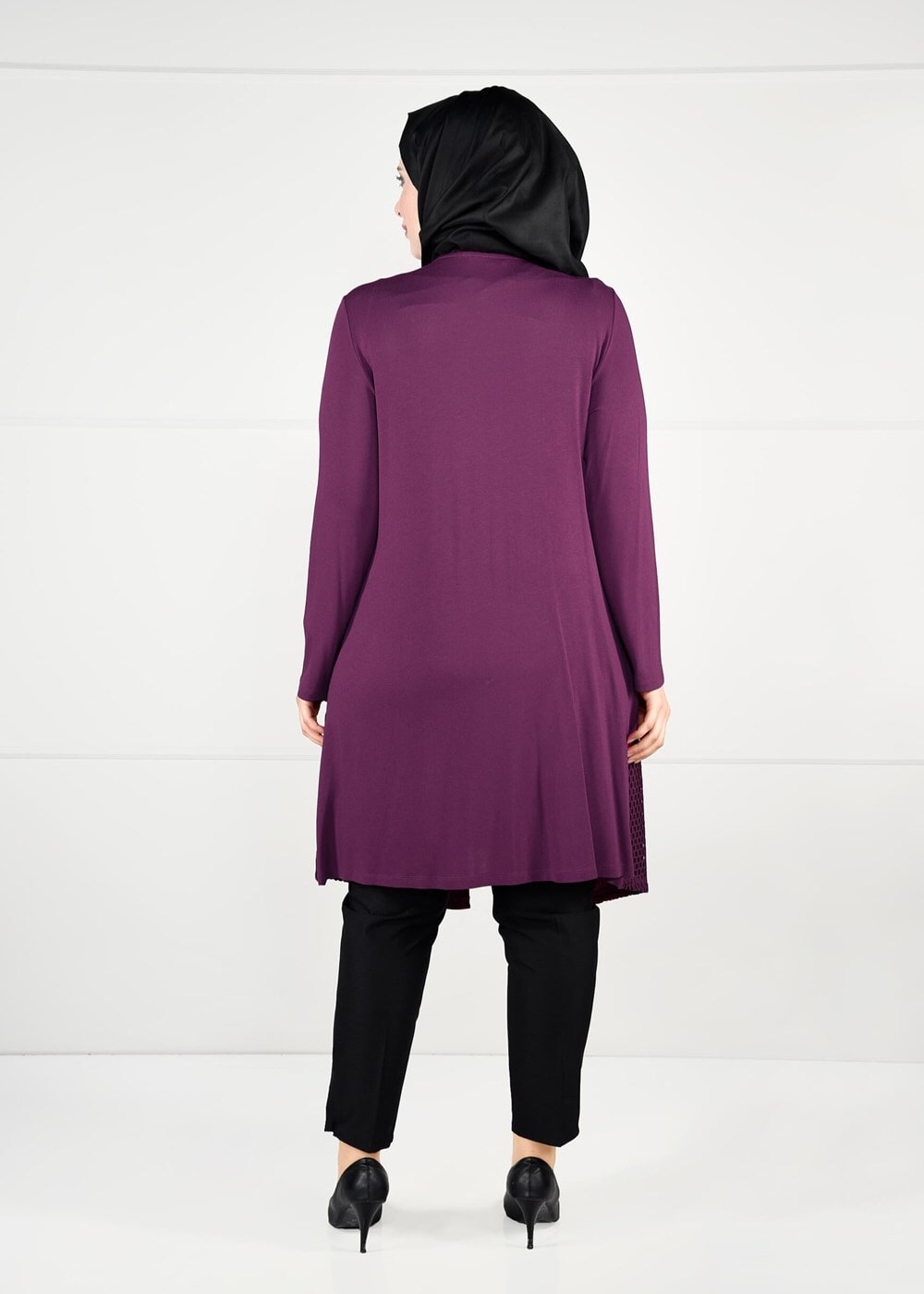 Vêtements hijab POURPRE CARDIGAN EN TRICOT À TAILLE-NOUÉE  2628