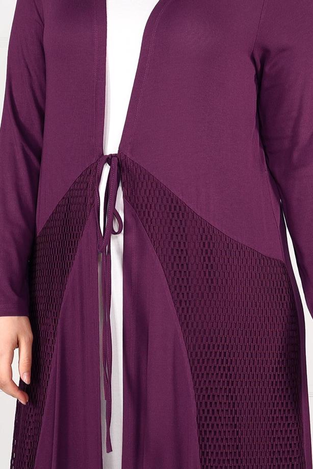 Vêtements hijab POURPRE CARDIGAN EN TRICOT À TAILLE-NOUÉE  2628 - TRENDTESETTÜR