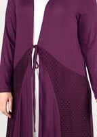 Hijab clothing PURPLE TIE-FRONT FISHNET CARDIGAN 2628