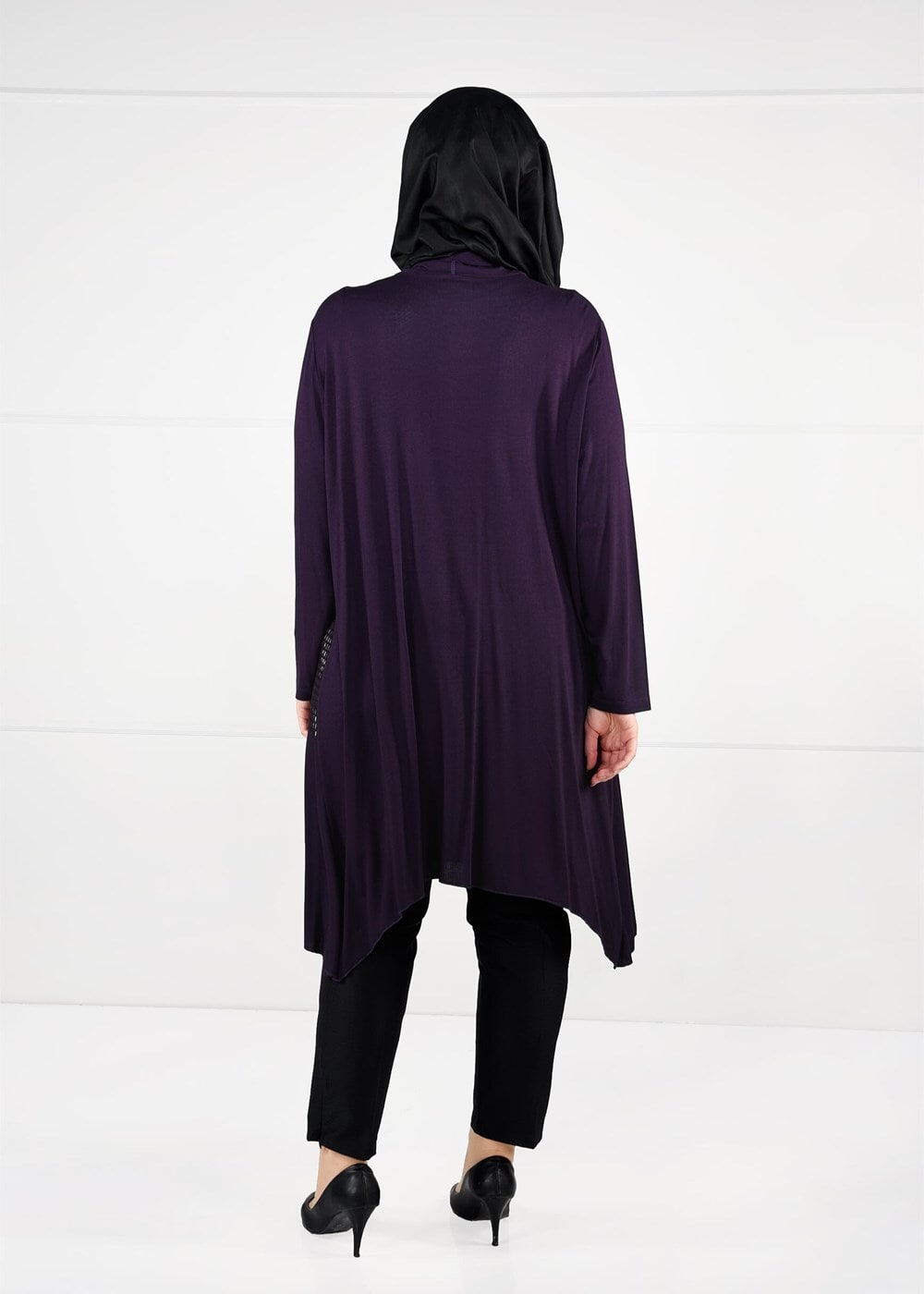 Vêtements hijab POURPRE VESTE TRICOT EN RÉSILLE 2629