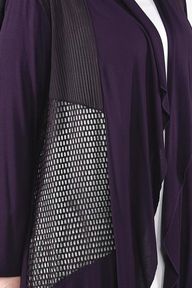 Vêtements hijab POURPRE VESTE TRICOT EN RÉSILLE 2629 - TRENDTESETTÜR