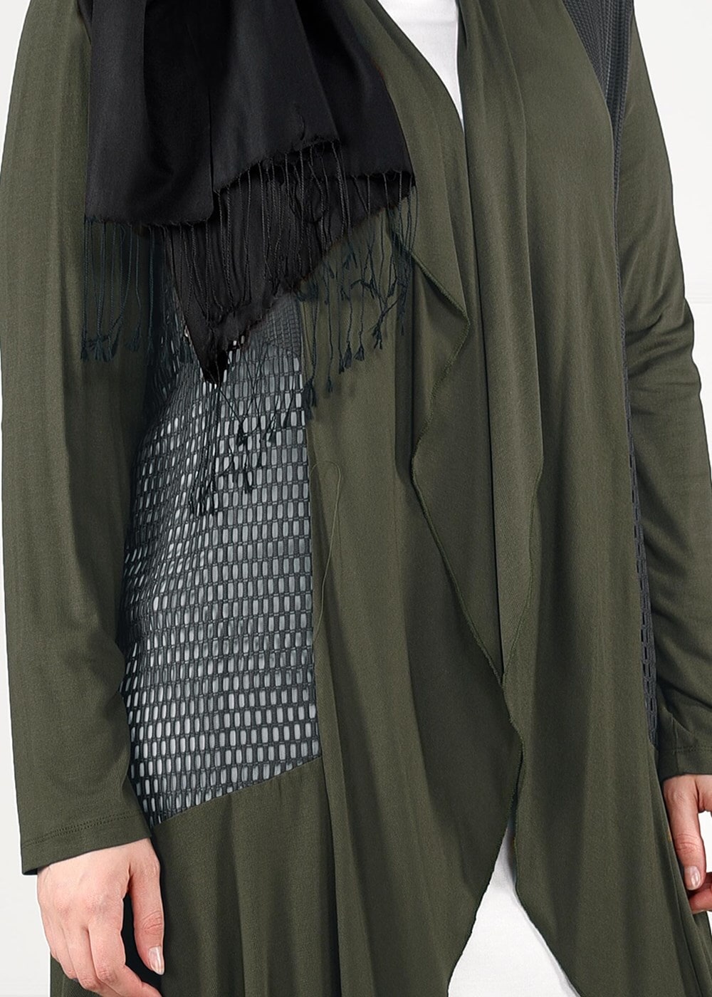 Hijab clothing KHAKI FISHNET KNIT JACKET 2629