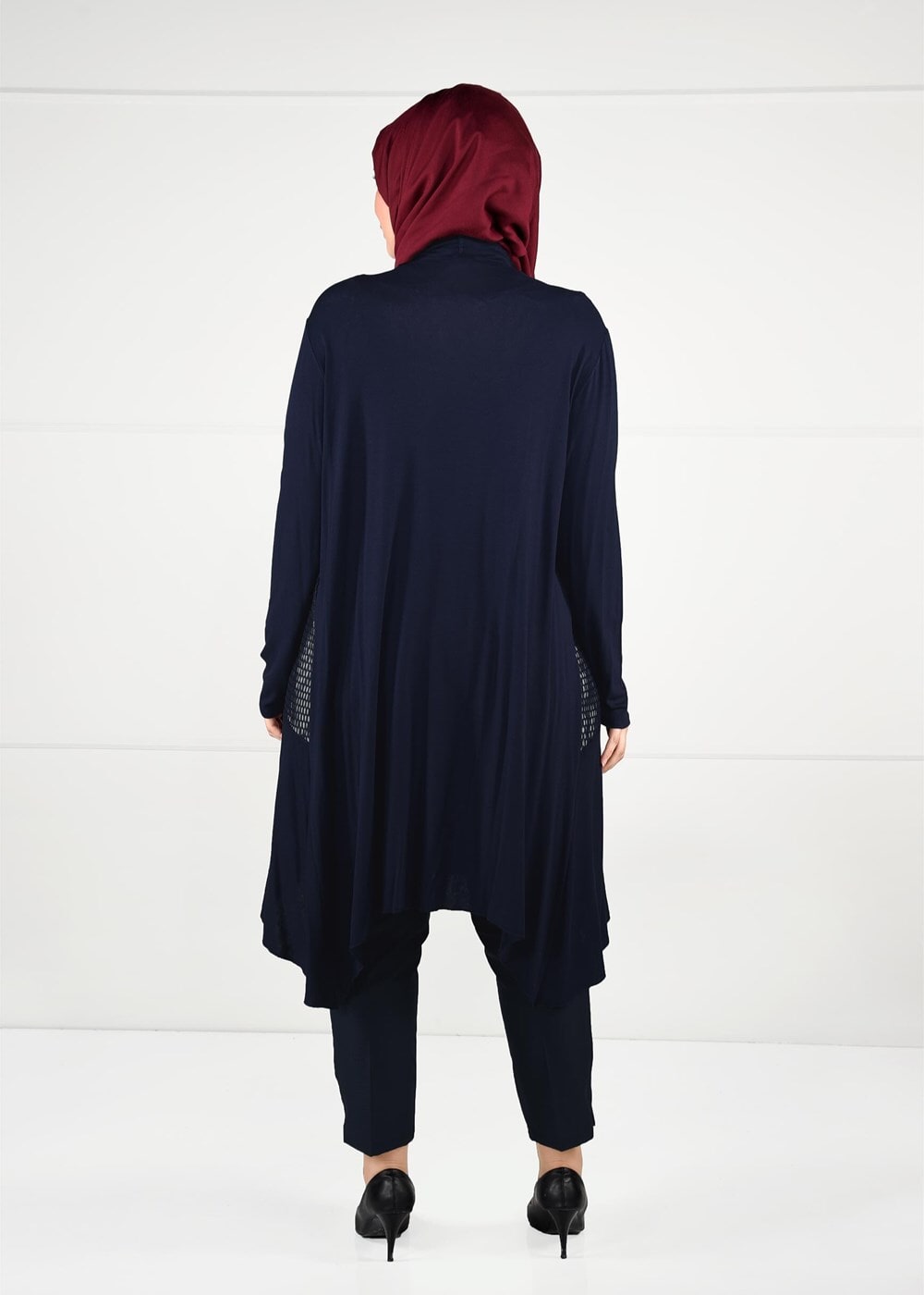 Vêtements hijab BLEU MARINE VESTE TRICOT EN RÉSILLE 2629