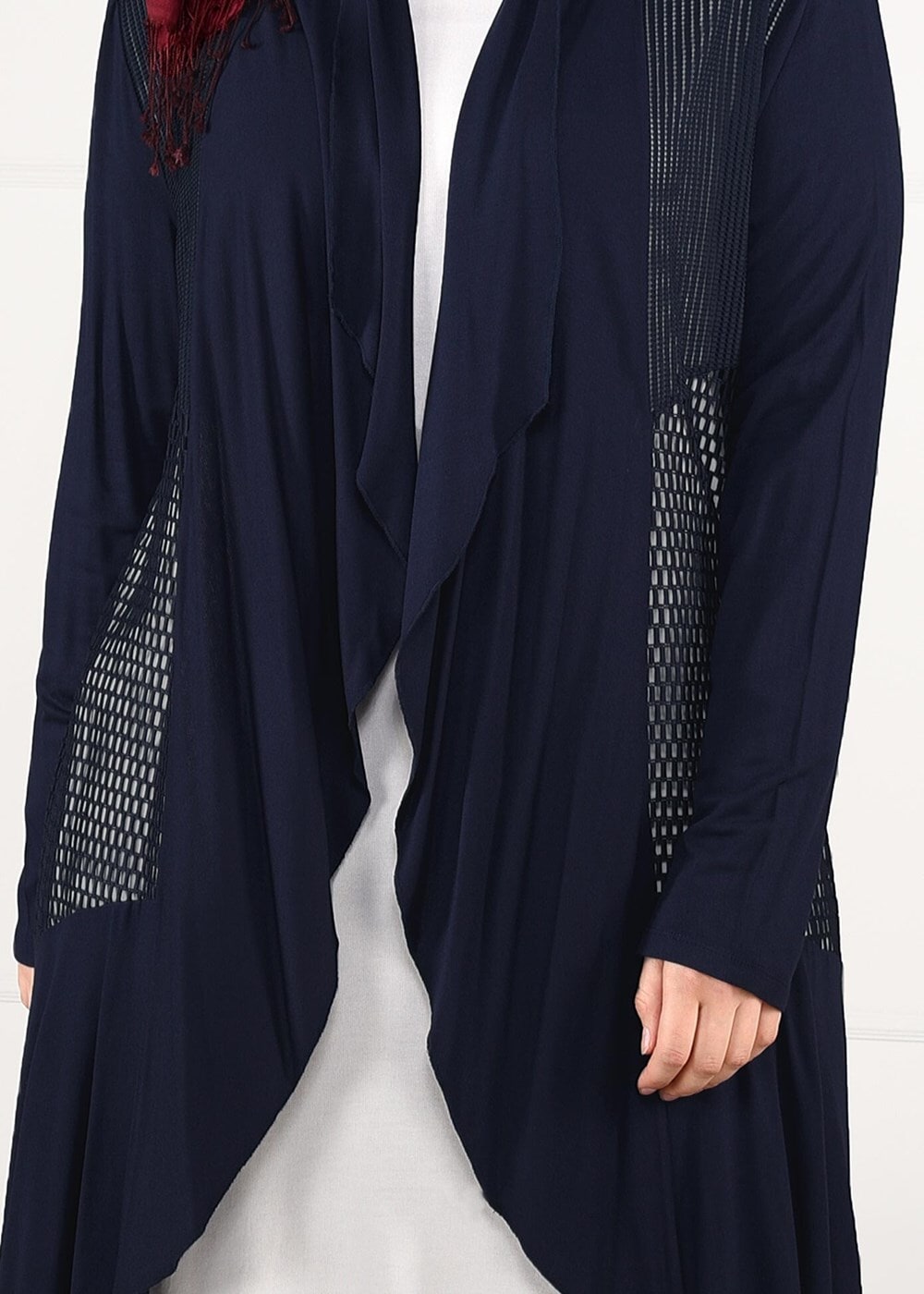 Vêtements hijab BLEU MARINE VESTE TRICOT EN RÉSILLE 2629