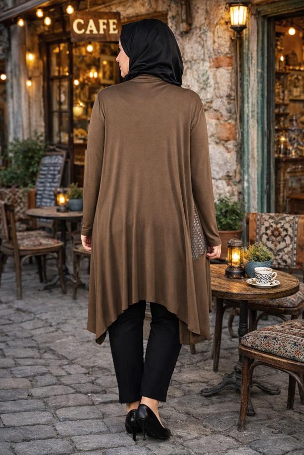 Vêtements hijab TABA VESTE DÉTAILLÉE EN RÉSILLE T 2629 - TRENDTESETTÜR