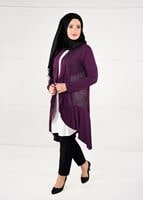 Vêtements hijab POURPRE VESTE TRICOT EN RÉSILLE 2629