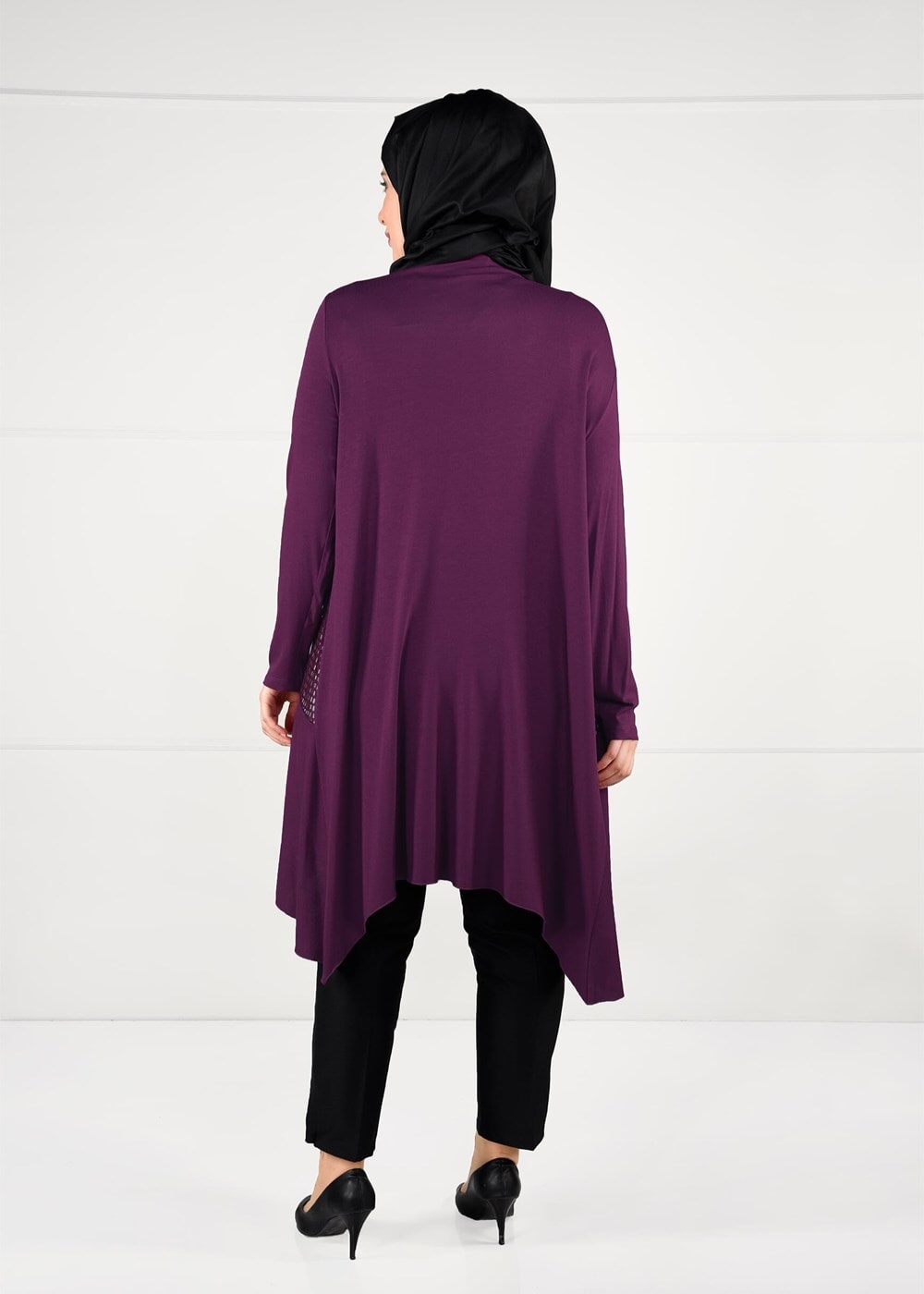 Vêtements hijab POURPRE VESTE TRICOT EN RÉSILLE 2629