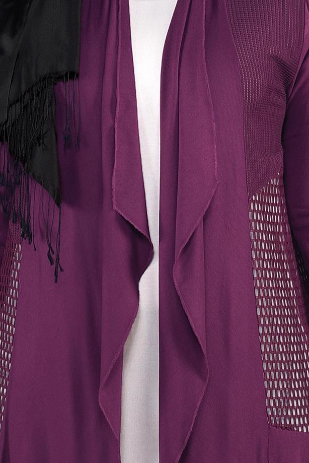 Vêtements hijab POURPRE VESTE TRICOT EN RÉSILLE 2629 - TRENDTESETTÜR