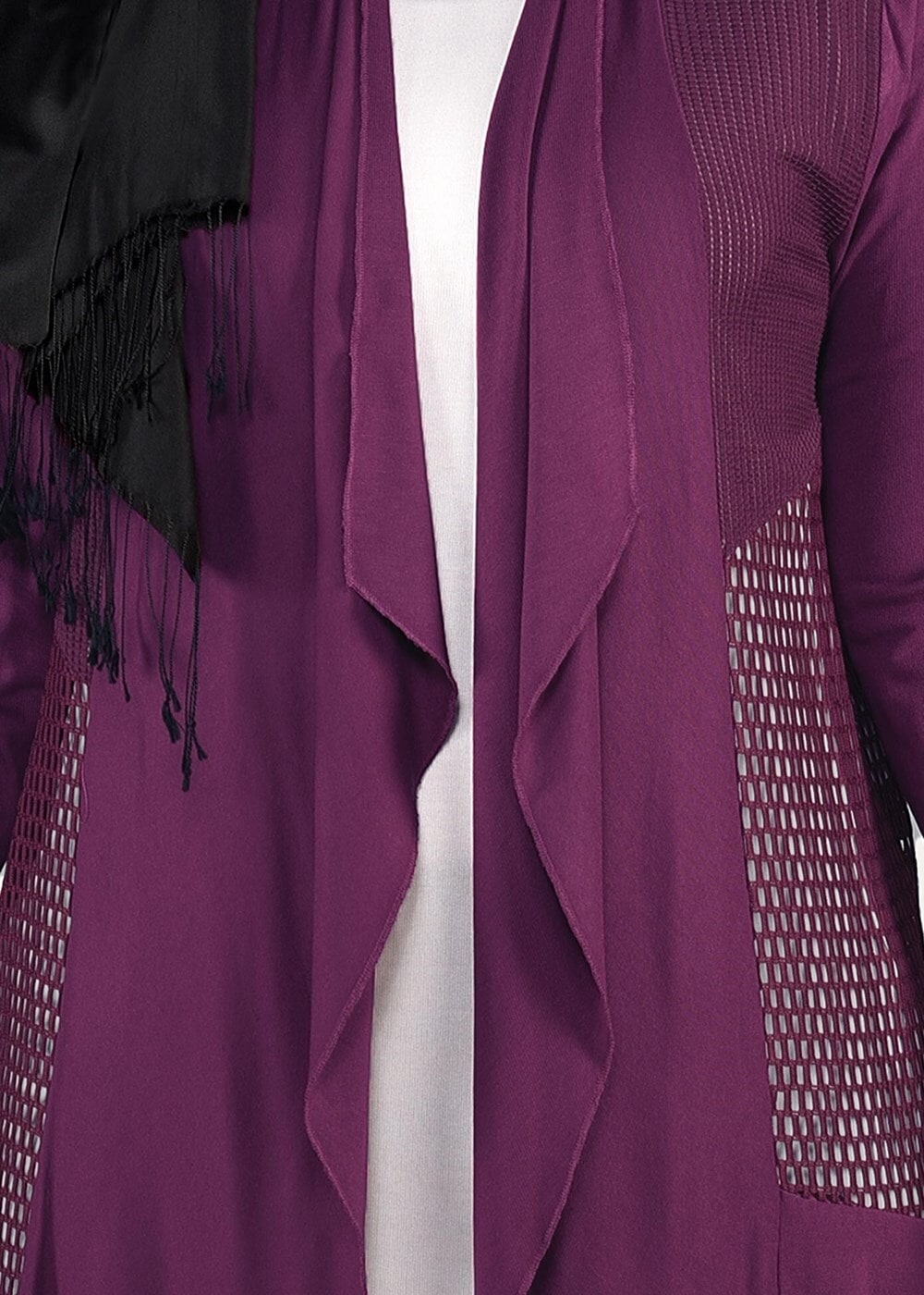 Vêtements hijab POURPRE VESTE TRICOT EN RÉSILLE 2629