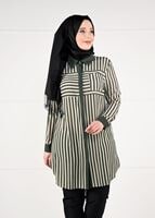 Vêtements hijab KAKI TUNIQUE À RAYURES 2630