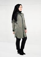 Tesettür giyim HAKİ ÇİZGİLİ CEP DETAYLI TUNİK 2630 