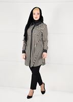 Tesettür giyim GRİ ÇİZGİLİ CEP DETAYLI TUNİK 2630 