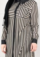 Tesettür giyim GRİ ÇİZGİLİ CEP DETAYLI TUNİK 2630 