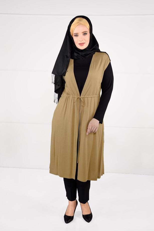 Tesettür giyim TURUNCU BELDEN BAĞCIKLI 2Lİ TUNİK 2632  - TRENDTESETTÜR