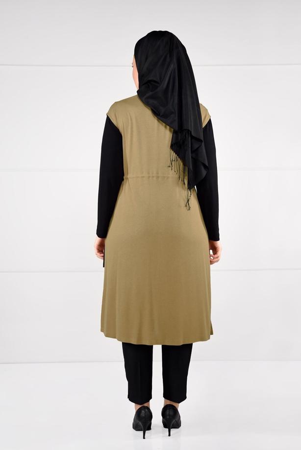 Tesettür giyim TURUNCU BELDEN BAĞCIKLI 2Lİ TUNİK 2632  - TRENDTESETTÜR