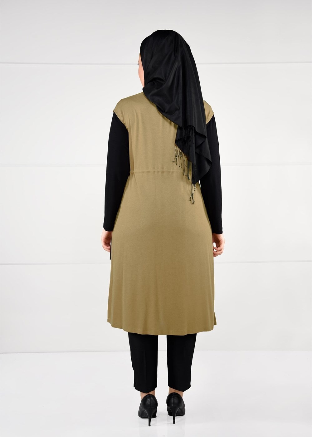 Tesettür giyim TURUNCU BELDEN BAĞCIKLI 2Lİ TUNİK 2632 