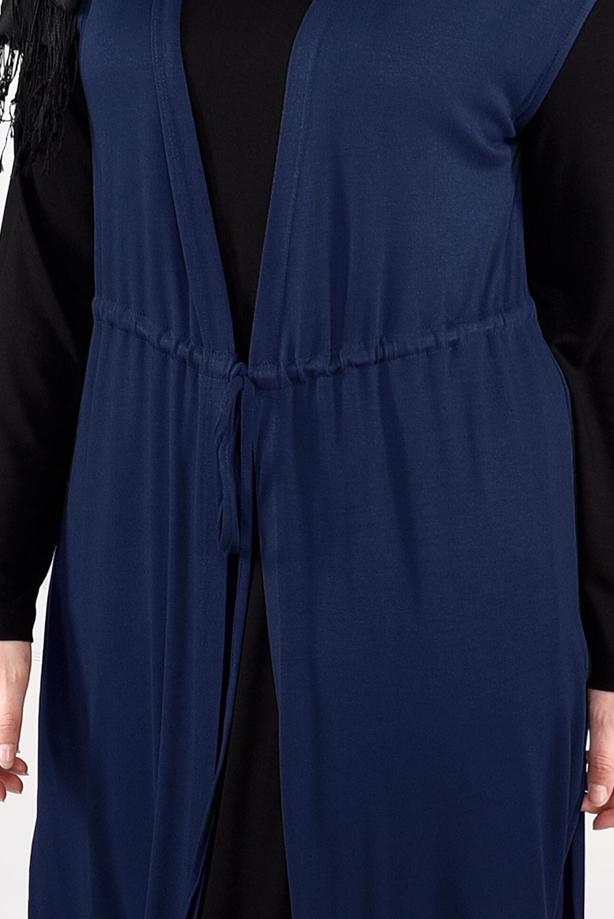 Vêtements hijab BLEU MARINE TUNIQUE À TAILLE-NOUÉE 2632 - TRENDTESETTÜR