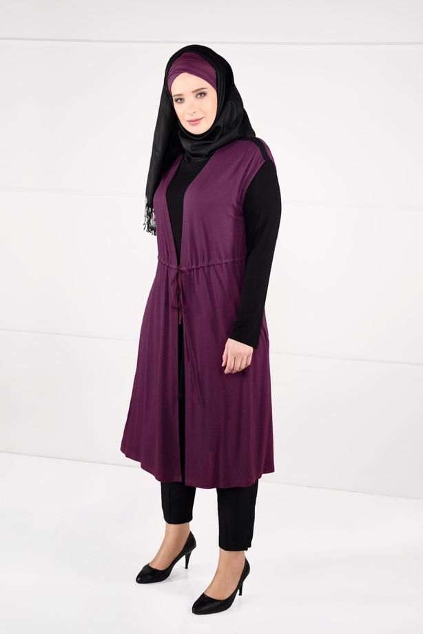 Vêtements hijab POURPRE TUNIQUE À TAILLE-NOUÉE 2632 - TRENDTESETTÜR