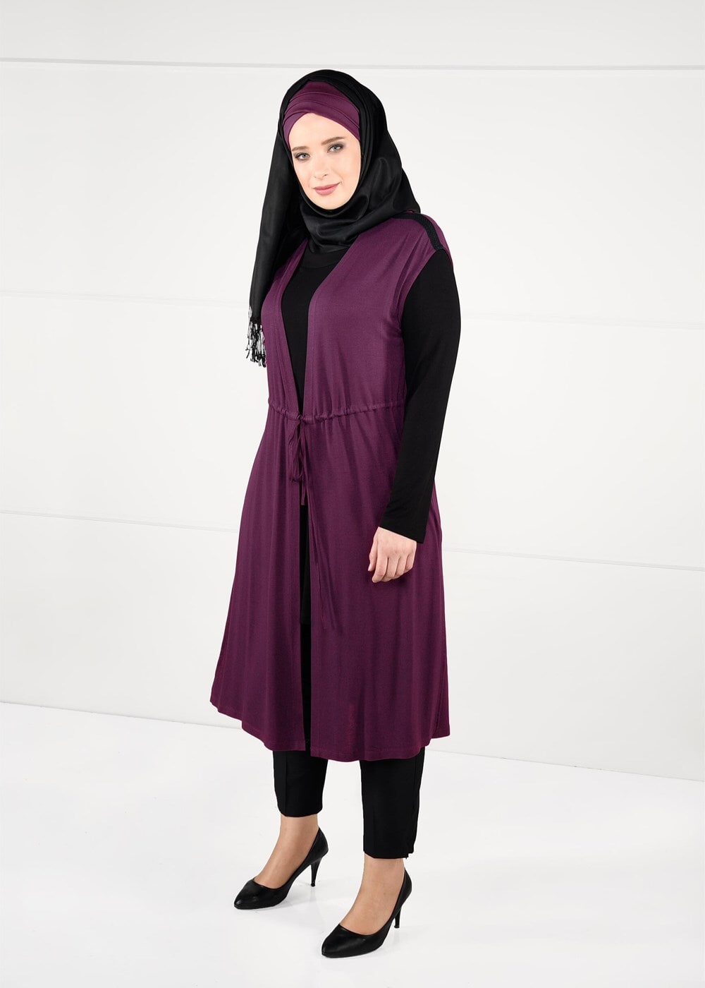 Vêtements hijab POURPRE TUNIQUE À TAILLE-NOUÉE 2632