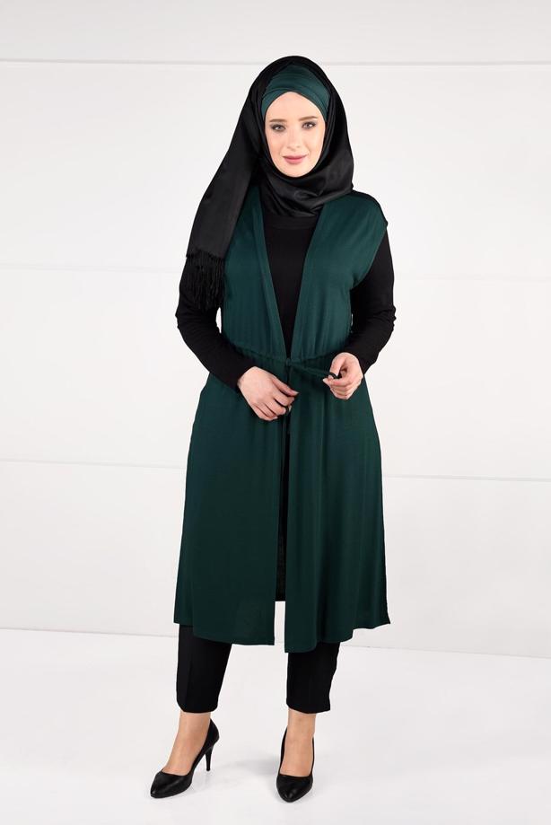 Vêtements hijab VERT TUNIQUE À TAILLE-NOUÉE 2632 - TRENDTESETTÜR